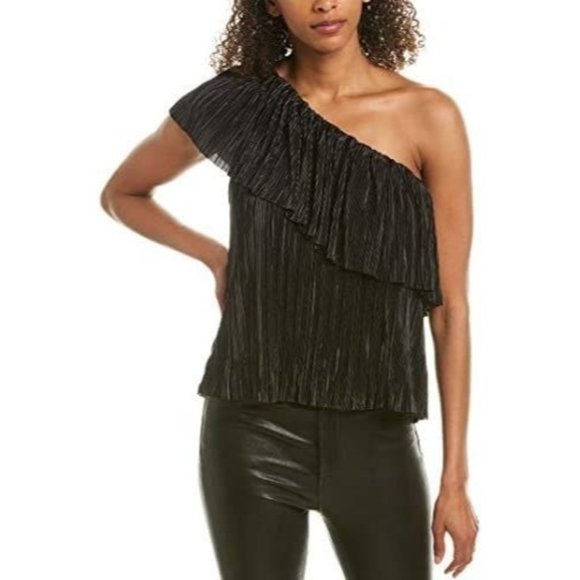 BB DAKOTA Out on the Town Black Accordion Top Sz XS NEW - Picture 2 of 3